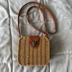 Woven Tan Crossbody Bag